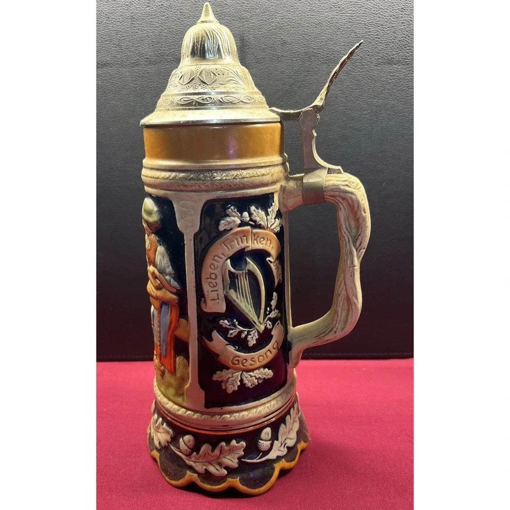 VINTAGE German Beer Stein Music Box with Pewter‎ Lid RARE - GERMANY